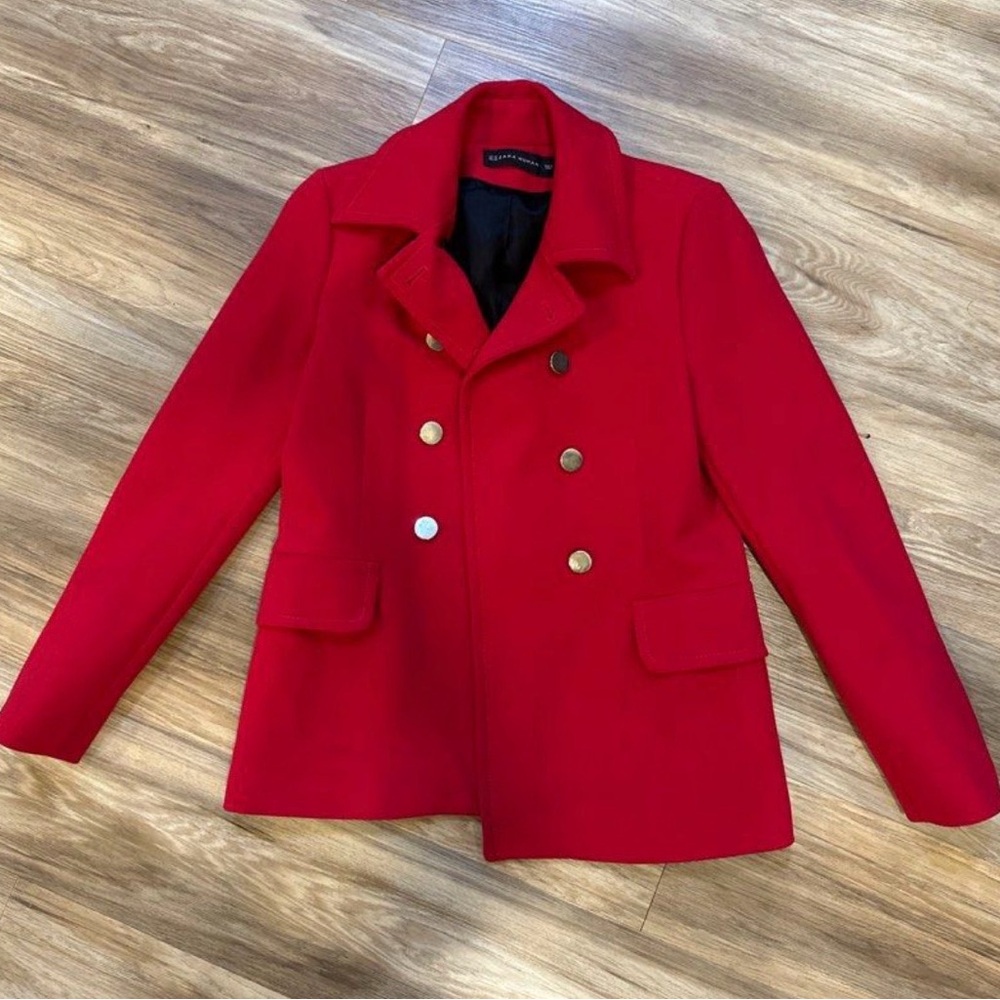 Zara Red Double-Breasted Women's Coat Size XS